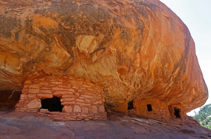 Ancient granaries, part of the House on Fire ruins, are shown here in the South Fork of Mule Canyon in the Bears Ears National Monument, outside Blanding, Utah, earlier this year.