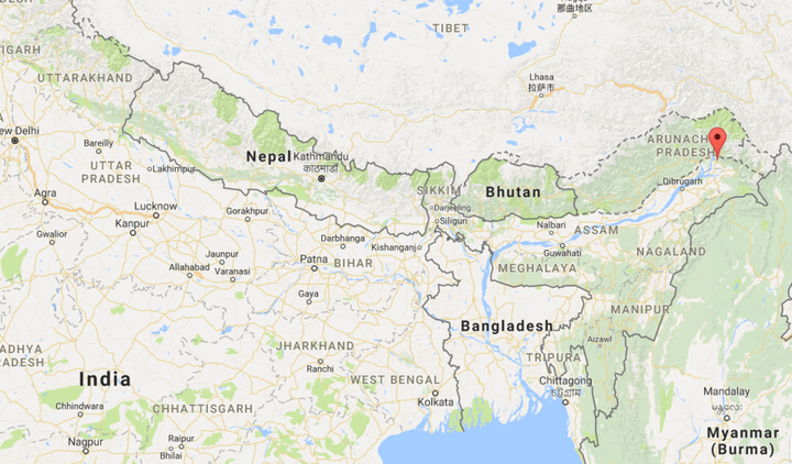Location of Roing in Eastern Arunachal Pradesh, India