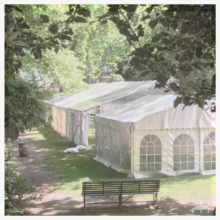 #OpenIftar takes place in a big tent every night of Ramadan at the Malet Street Gardens in London.