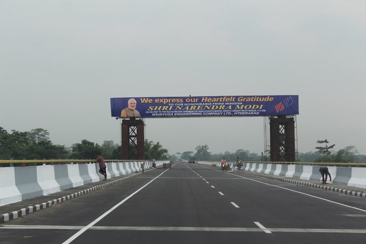  The Bhupen Hazarika Bridge, connecting Dhola and Sadiya in Assam, about to be inaugurated. 