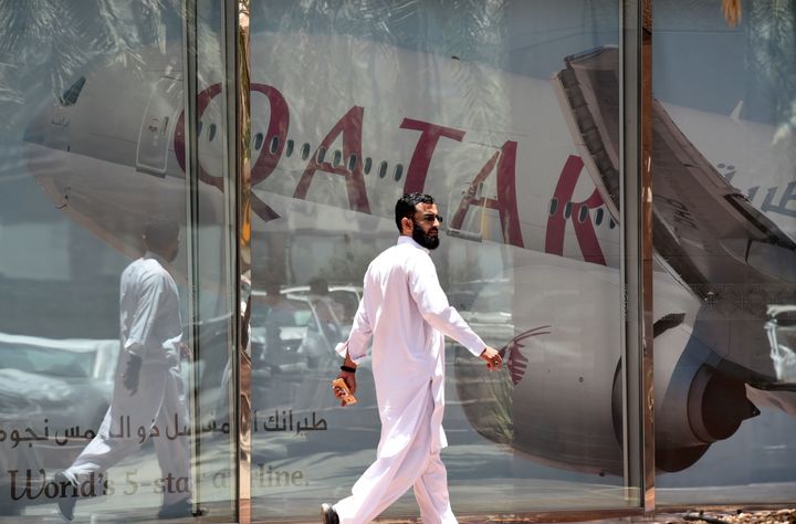 Qatar Airways branch in the Saudi capital Riyadh, after it had suspended all flights to Saudi Arabia.
