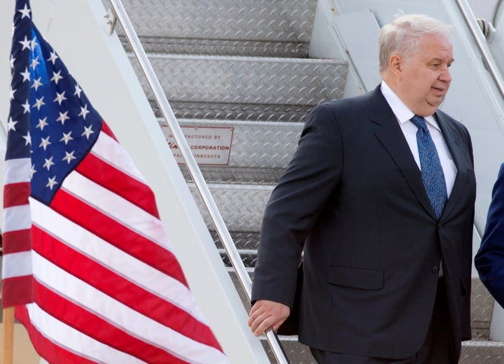 Sergey Kislyak, Russia's ambassador to the United States, arrives at Dulles International Airport in Chantilly, Virginia, U.S