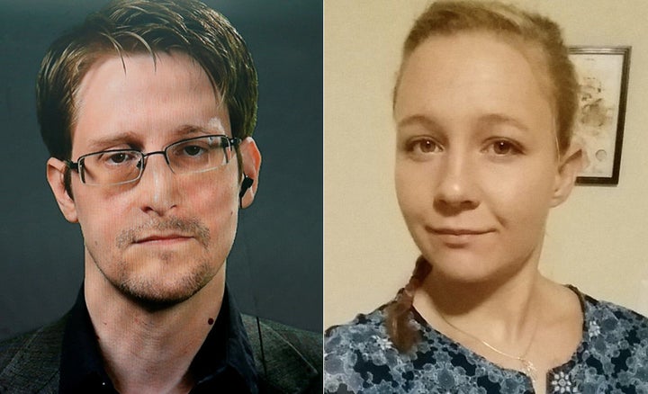 Edward Snowden, left, and Reality Winner, right.