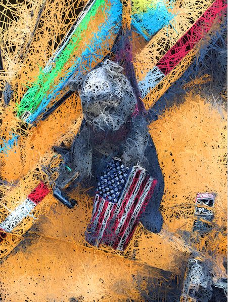 Graham Nash, Flag Bear (2016), archival ink print on canvas, 48 x 36 inches