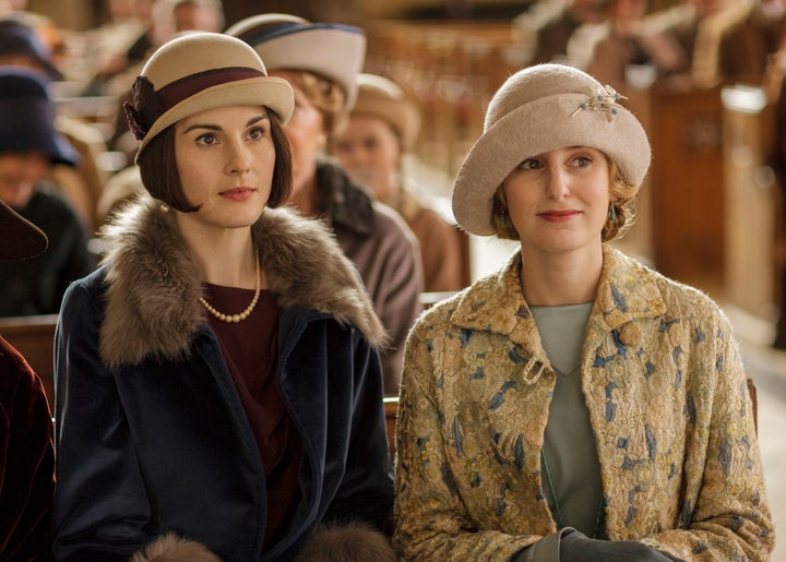Michelle Dockery and Laura Carmichael in <em>Downton Abbe</em>y.