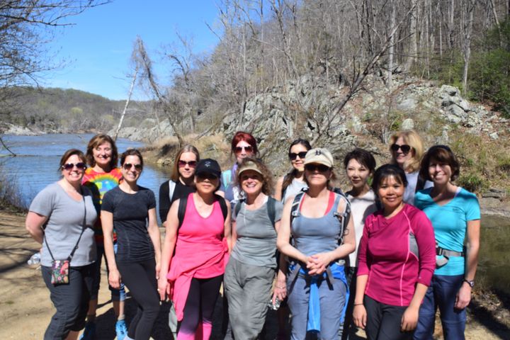 My all women group hiking in Great Falls (D.C.)