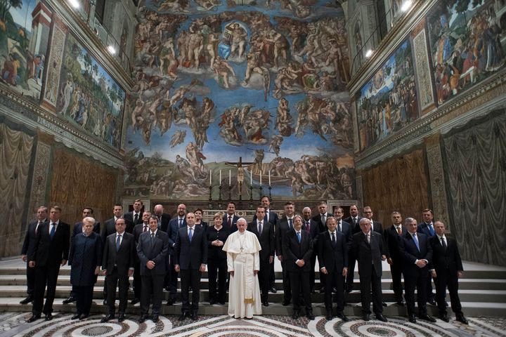 European leaders with Pope Francis on the 60th Anniversary of the Rome Treaties. Photo: European Council 
