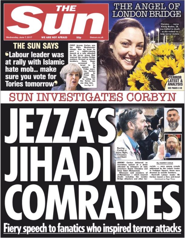 The Sun told its readers Corbyn had given a speech in 2002 to the followers of infamous hate preacher Anjem Choudary 