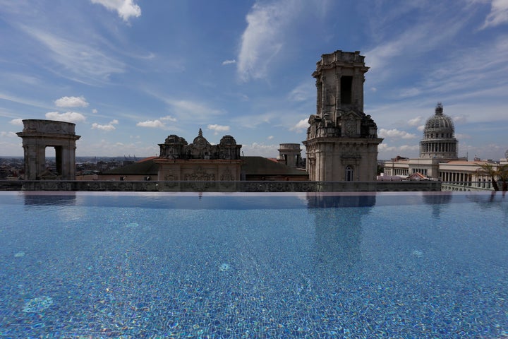 The rooftop infinity pool at the Gran Hotel Manzana in Havana. 