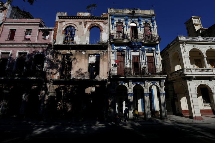 Buildings missing walls and roofs are seen in Havana in May. 