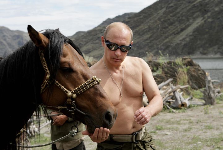 Vladimir Putin, shirtless horseback rider and president of Russia, has no "bad days" because he's "not a woman."
