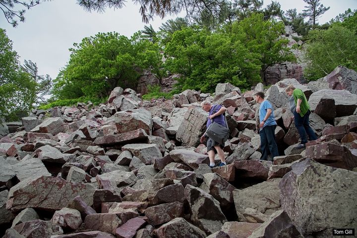 Hiking through the boulder debris is a bit challenging at times.