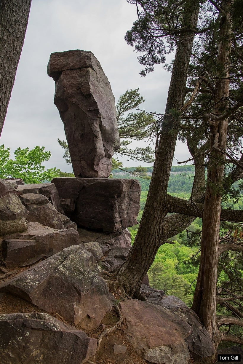 Balanced Rock through the trees.