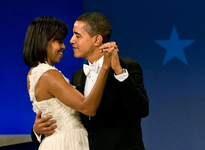 President Barack Obama and his wife Michelle make an appearance at the President's Home States Ball on the evening of his inauguration as the 44th U.S. President in Washington, D.C., on Tuesday 20 January 20 2009.