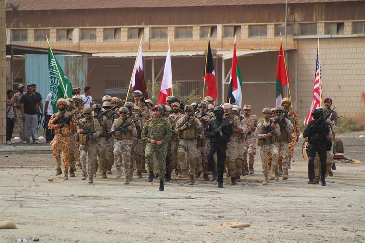 US and Gulf Cooperation Council forces conduct field training, in Kuwait in 2017. 