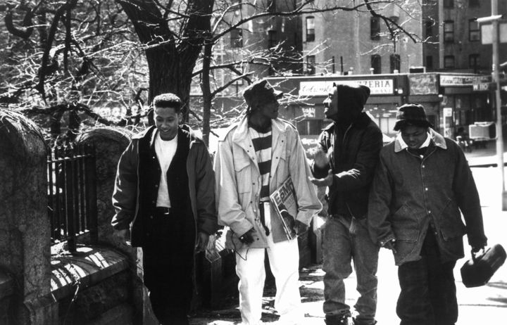 Khalil Kain, Omar Epps, Tupac Shakur and Jermaine Hopkins in a scene from the film "Juice" in 1992.