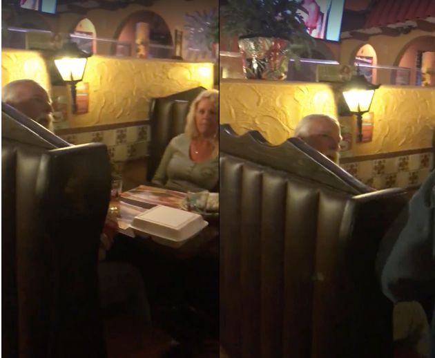 A man is seen berating a group of Muslim girls with obscene language inside of a Mexican restaurant.