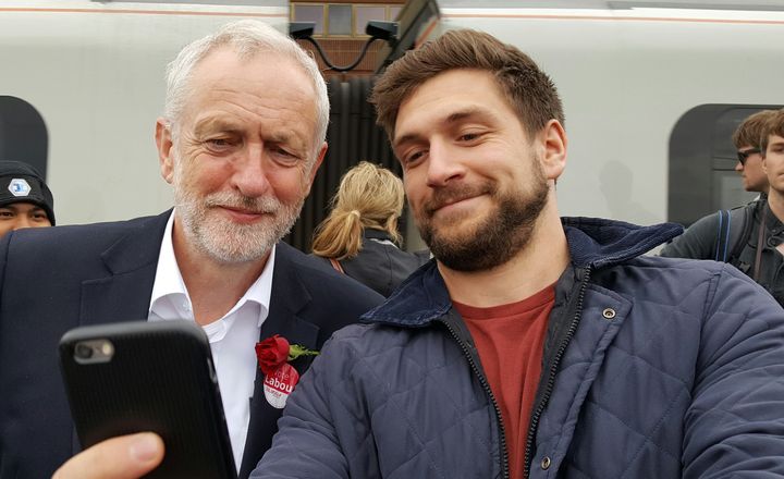 Jeremy Corbyn and junior doctor Zak Vinnicombe.