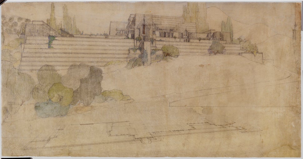 Frank Lloyd Wright's Ennis House in Los Angeles, California (1924–25).