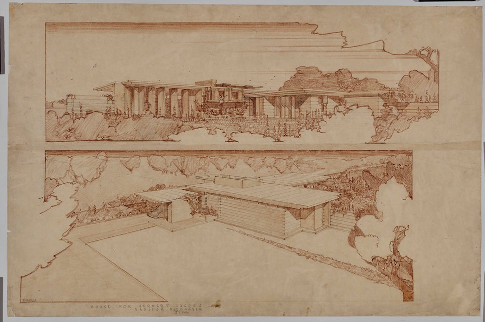 Frank Lloyd Wright's Jacobs House in Madison, Wisconsin (1936–37). 