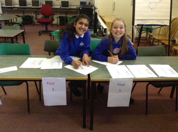 Students were there to register other children to vote during the week. 