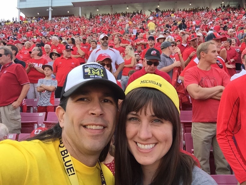 In a sea of Utes fans in Salt Lake City for Jim Harbaugh’s first game as Michigan head coach.