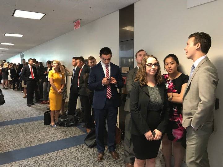 The endless line of people who will not get into James Comey's hearing.