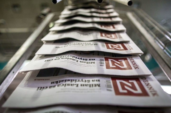 The first print edition of Denník N, in 2015.