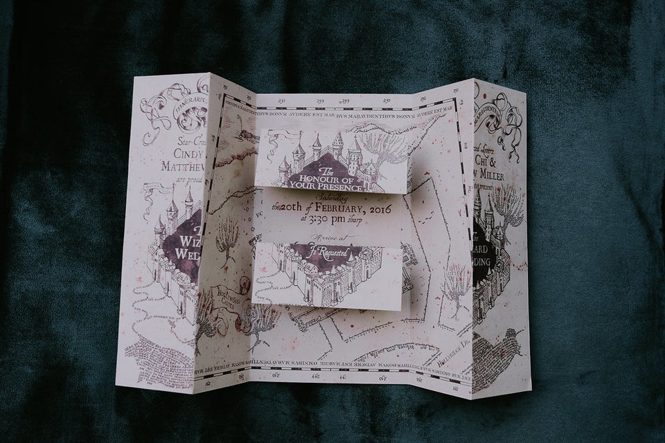 Invitations that look like Marauder’s Map.