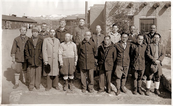 Members of a poetry group in the Department of Justice internment camp at Santa Fe, New Mexico, c. 1943-44. 