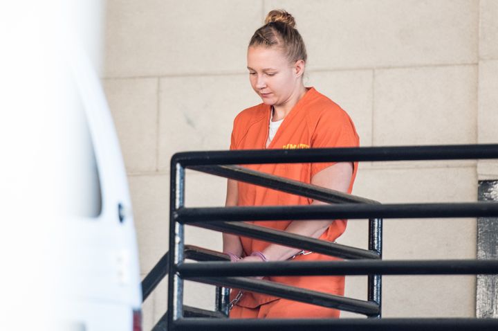 Reality Winner exits court on Thursday in Augusta, Georgia.