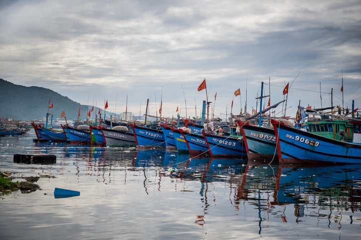 Fishing boats at Thuan Phuoc port in Danang, Vietnam. Vietnam is locked in a dispute with the Chinese government over the South China Sea, with a history of violent clashes since 1974.