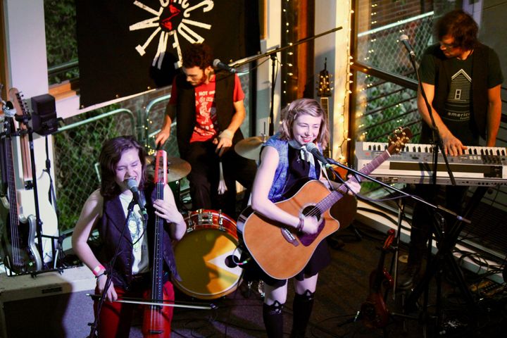 The Accidentals (from left): Katie Larson, Michael Dause and Savannah Buist, with Jake Allen on keyboards. 