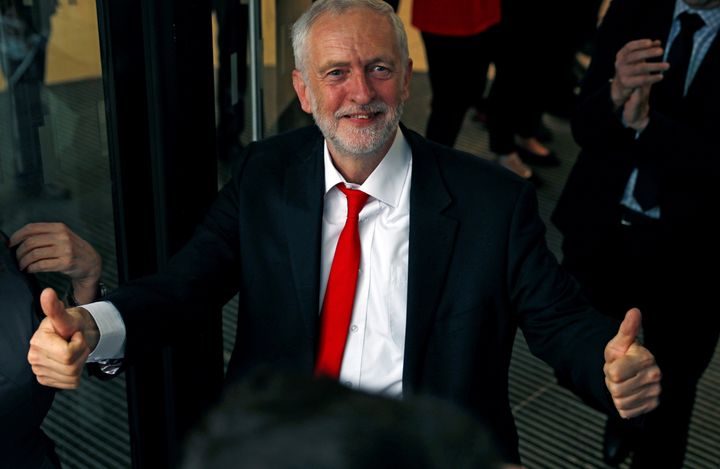 Jeremy Corbyn, seen above celebrating the election result, is the hot favourite with bookies to be the next PM