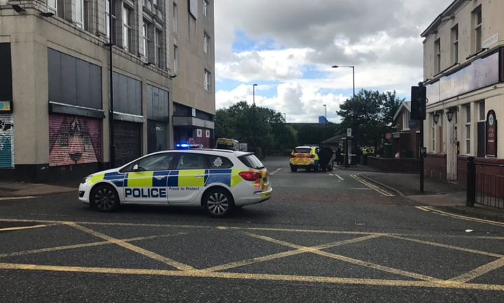 Police closed off the surrounding roads in Byker, Newcastle 