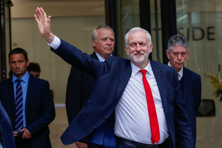 Jeremy Corbyn arrives at Labour HQ.