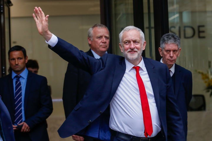 Jeremy Corbyn arrives at Labour HQ.