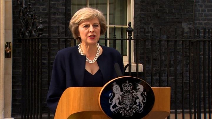 Theresa May outside 10 Downing Street