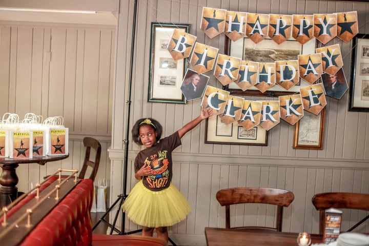 Eight-year-old Clarke did not throw away her shot to have a "Hamilton"-themed birthday party.