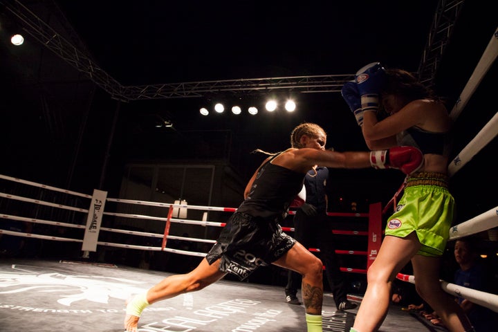 Beijner during a boxing match in Tylösand, Sweden. 