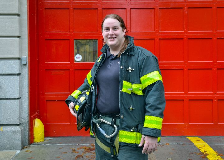 Brooke Guinan, the city's only transgender firefighter, is raising awareness for gay and transgender rights as poster child of social media campaign.