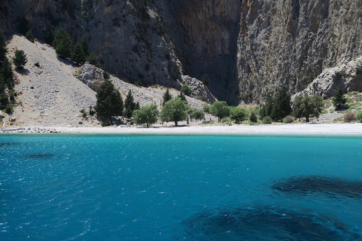 <p>A deserted bay in Symi</p>
