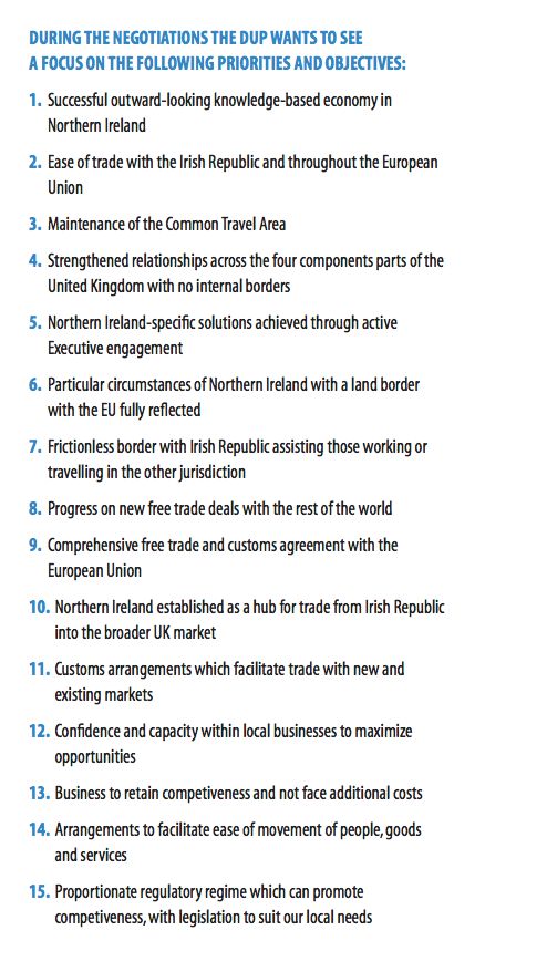 The DUP's Brexit demands