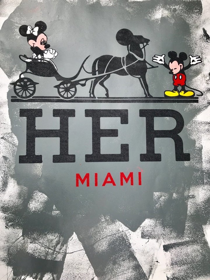 Skyler Grey, HER Miami: Monochromatic & Red, silkscreen, acrylic, spray paint & diamond dust on archival 320 gsm paper with hand-torn edge, 57 x 42 in.