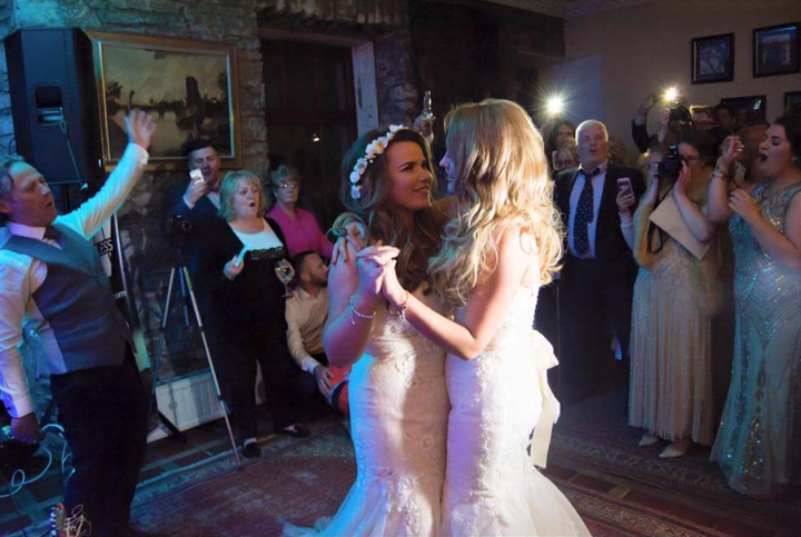 The beautiful brides during the first dance. 