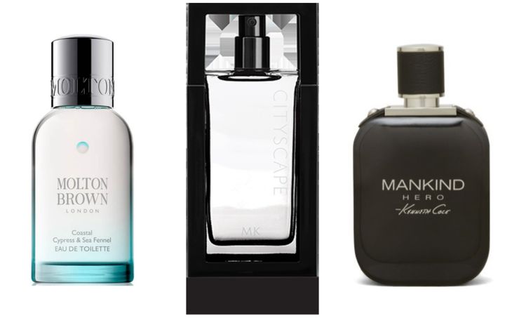 Coastal Cypress & Sea Fennel Eau De Toilette from Molton Brown, Cityscape Cologne Spray from Mary Kay and Mankind Hero Fragrance Spray from Kenneth Cole. 