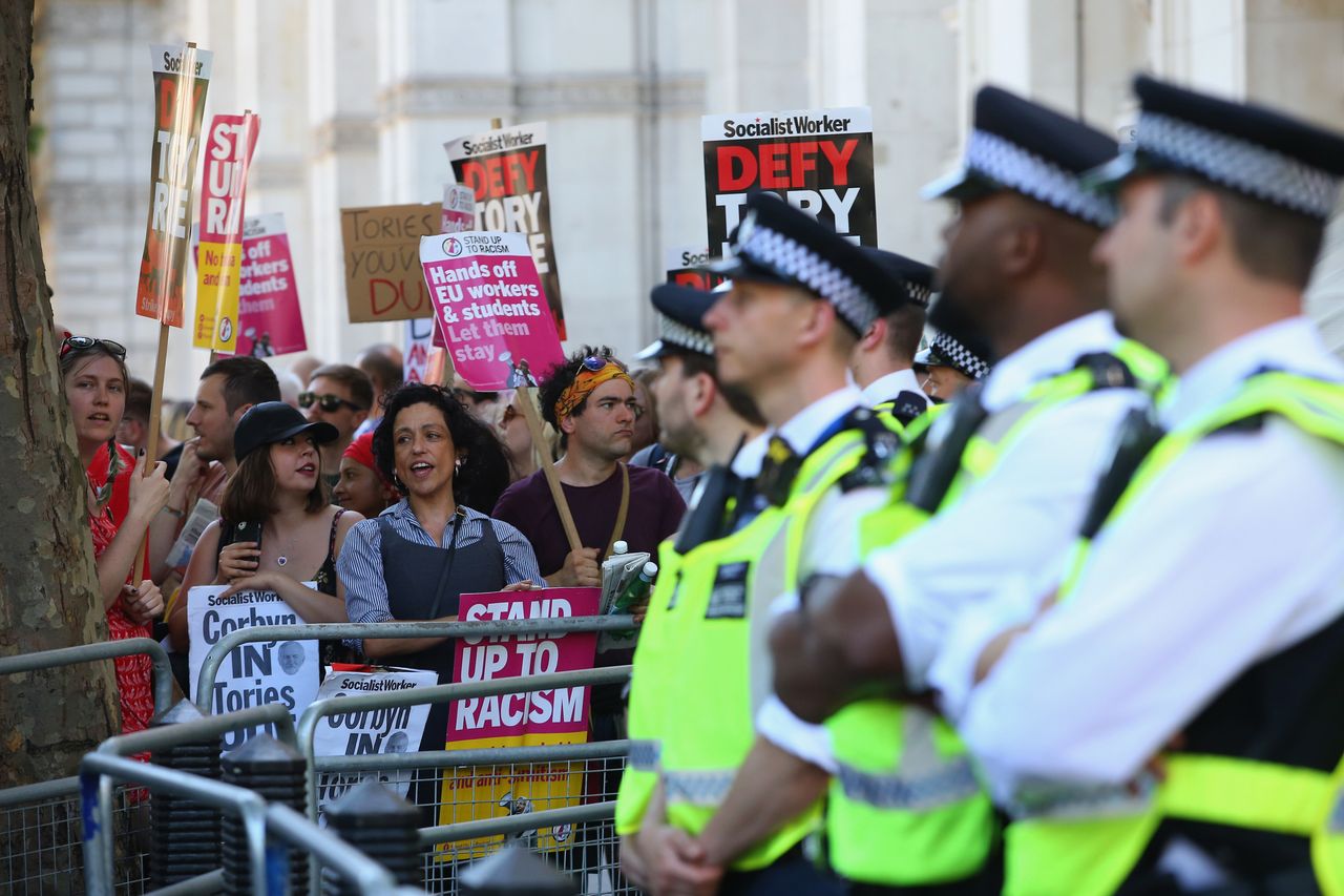 Police kept protestors and the public safe on Saturday as they demonstrated at the centre of Westminster, central London