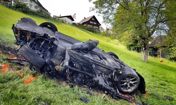 Richard Hammond was extremely lucky to walk away from this crash in Switzerland today