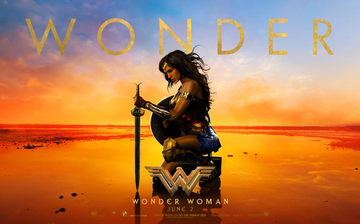 Wonder Woman, fighting evil in wedge heels.