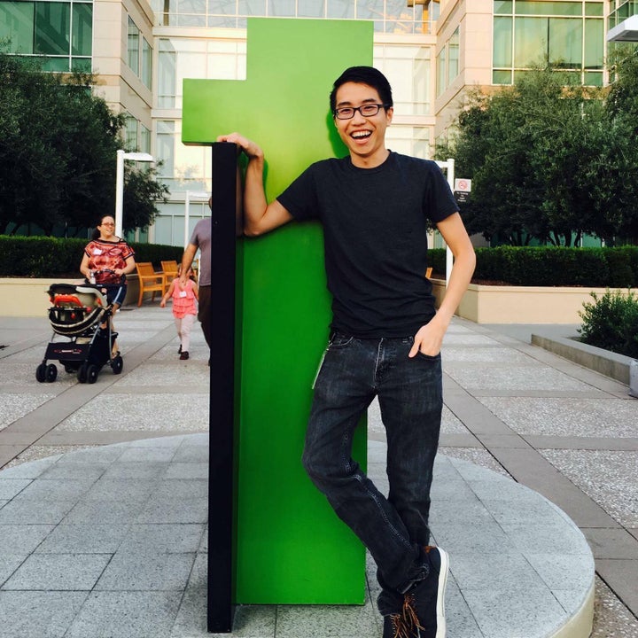 Tai stands outside Apple HQ. located at 1 Infinite Loop in Cupertino, California.